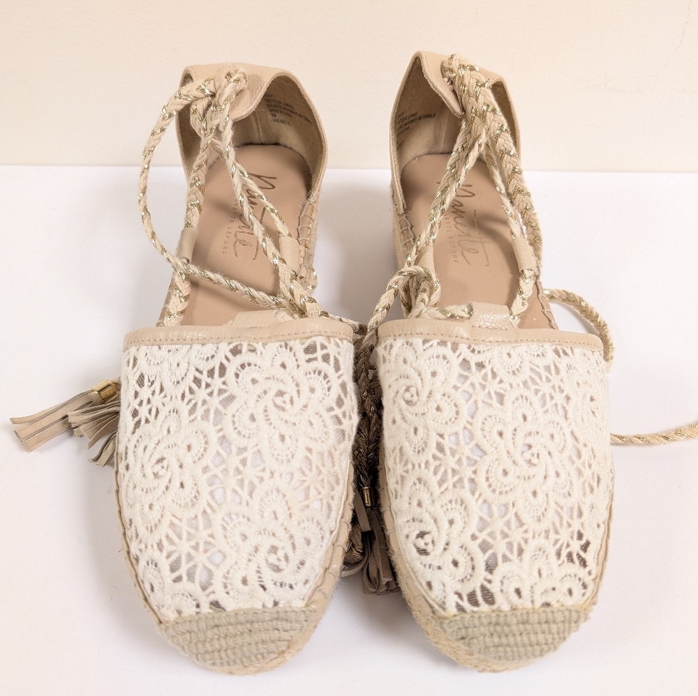Nanette Lepore Women's Bitsy 1 Espadrille Wedge Sandal Cottagecore Lace - Picture 5 of 13